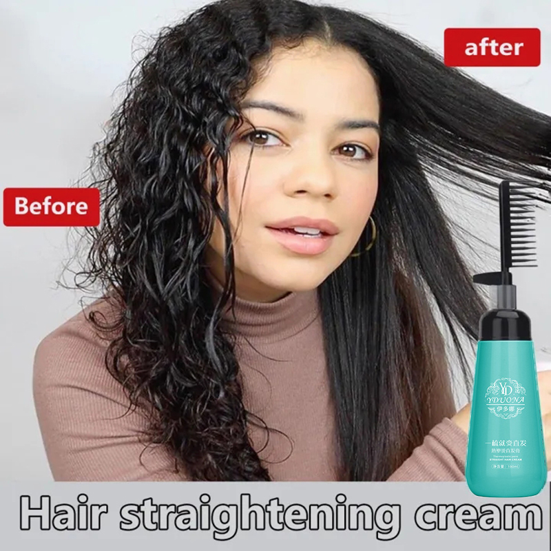 Keratin Treatment Set - ケラチン縮毛矯正クリームとコームセット 180 ミリリットルシルク & グロス高速スムージングカーリーヘアケアプロテイン補正トリートメント