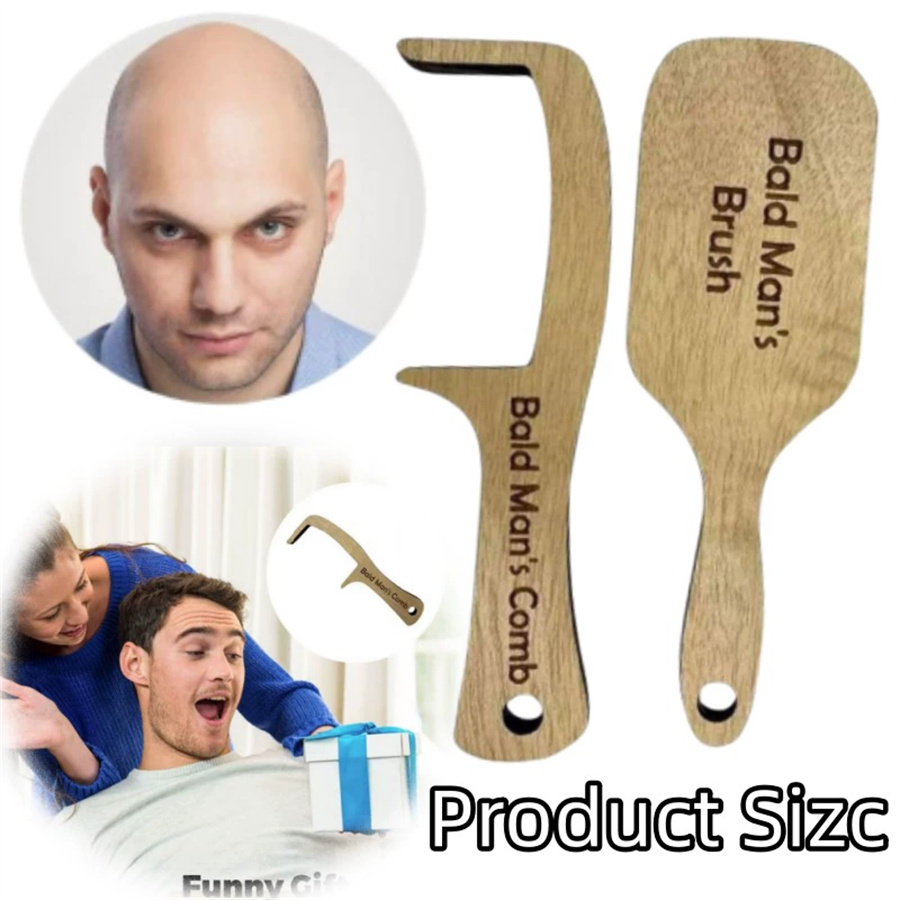 Hair Care For Men - ハゲ男性用木製櫛 面白いギフト クラフトアイテム ギャグプレゼントに最適 ユニークなハゲ男性ケア用品