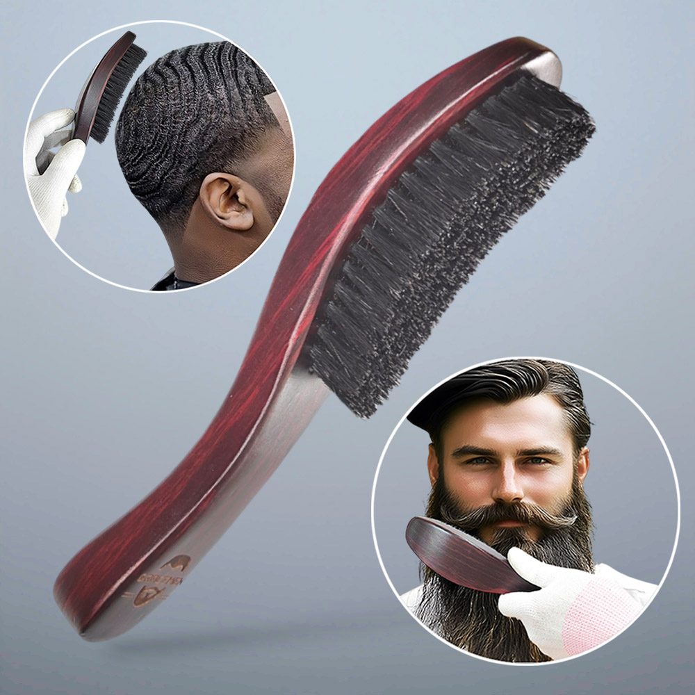 Hair Care For Men - グレイスメン 360 ウェーブブラシ カーブ木製ハンドル ヘア＆ビアードブラシ 中硬度