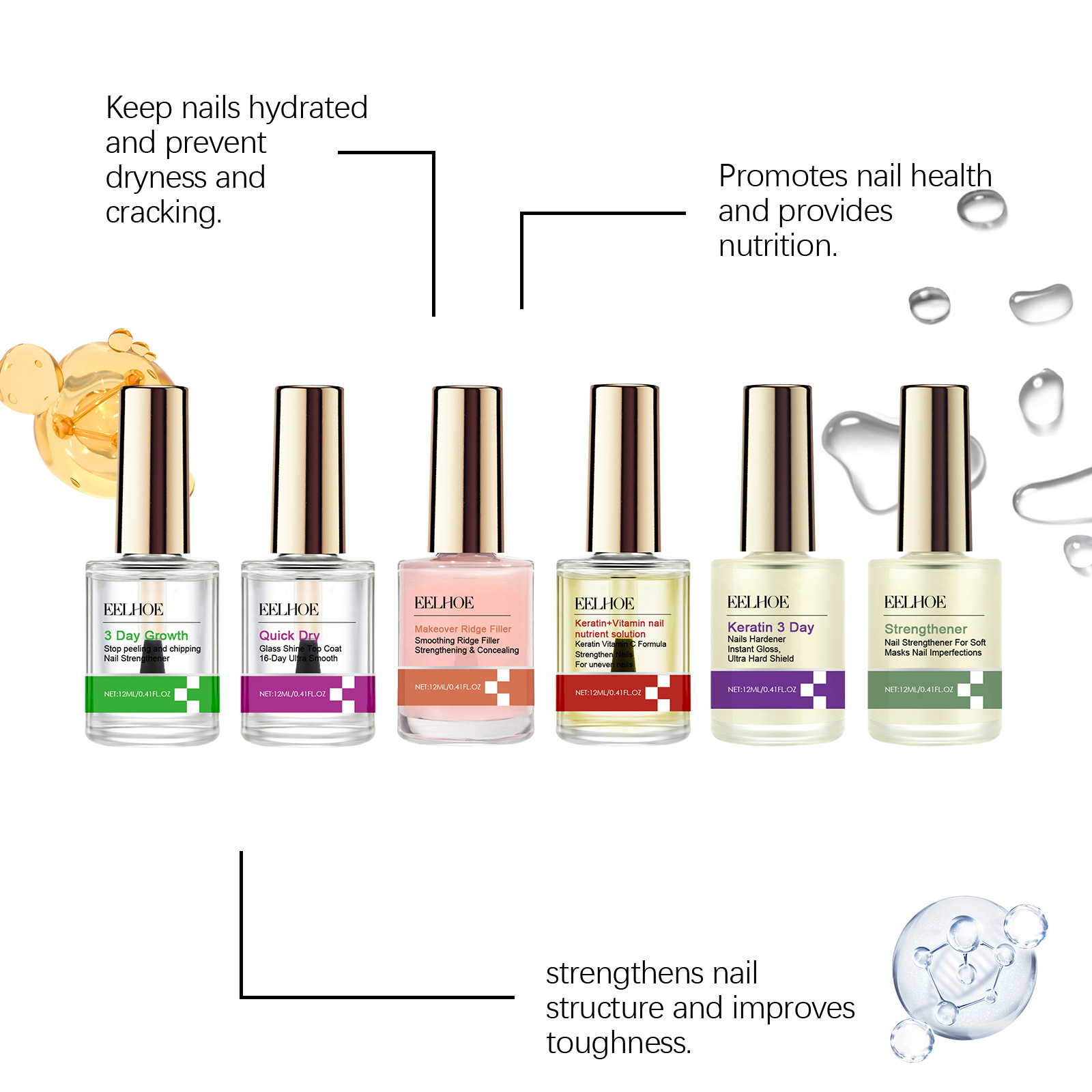 Eelhoe-ケラチンネイルリペアセラム,ネイルトリートメン - Keratin Treatment Set のレビューと価格