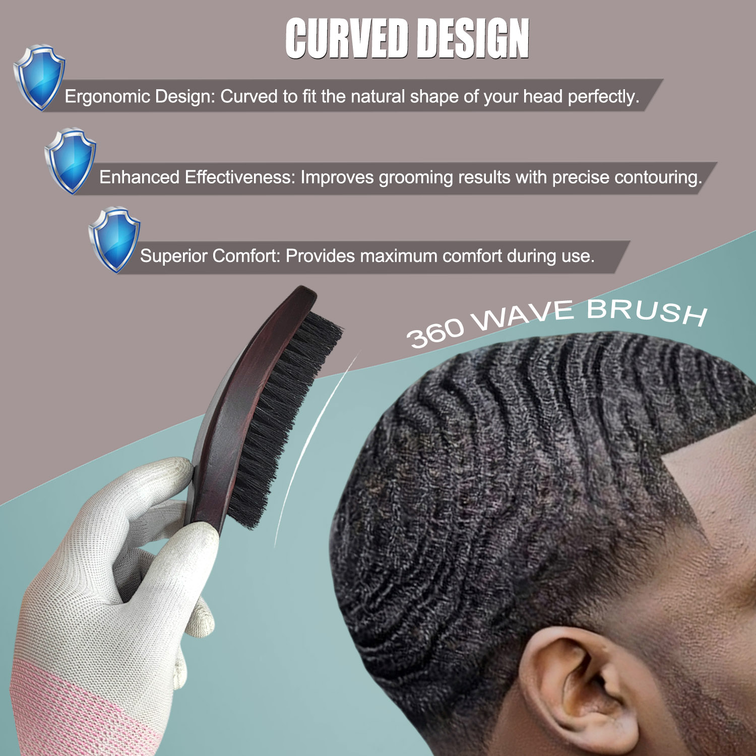 グレイスメン 360 ウェーブブラシ カーブ木製ハンドル ヘ - Hair Care For Men のレビューと価格