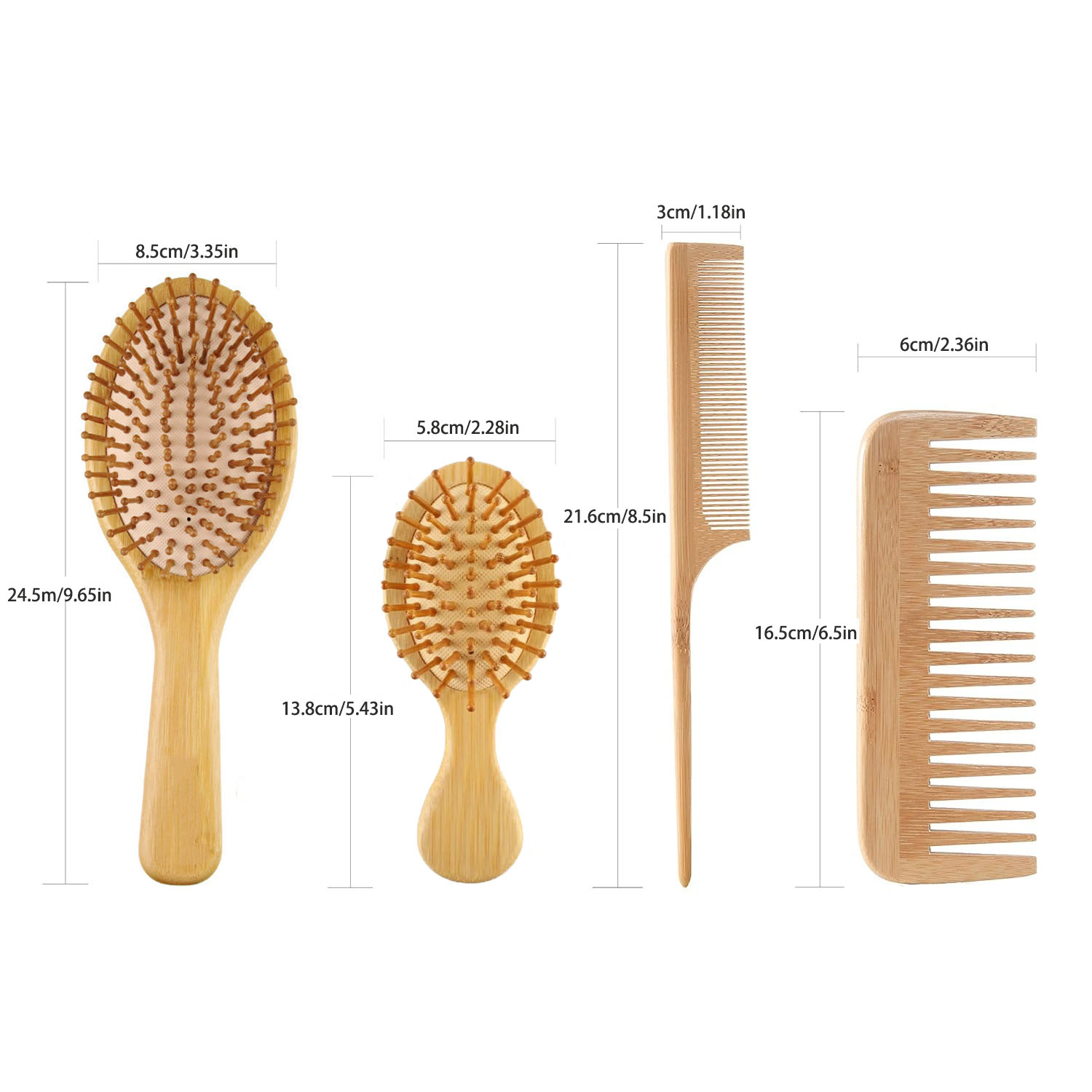竹製ヘアブラシ＆コームセット（男女兼用）、木製ワイドトゥース - Hair Care For Men のレビューと価格